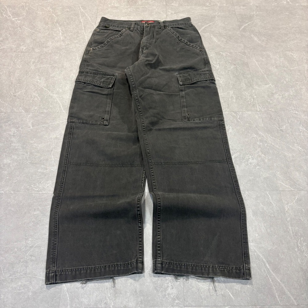 Unionbay Mens Vintage Faded Black Wide Leg Cargo Pants Size 32x32 Streetwear